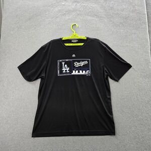 Los Angeles Dodgers Men Shirt XL Black Majestic Graphic Team Logo Activewear